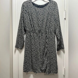 J Crew Mercantile Heart Print Tulip Hem Fully Lined Long Sleeve Faux Wrap Dress